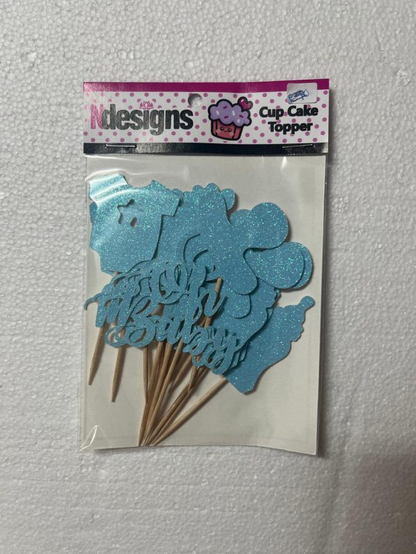 Oh baby Cup Cake Topper Blue Oh Baby Cupcake Topper
