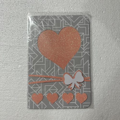 Grey and Peach Heart Card Handmade Card