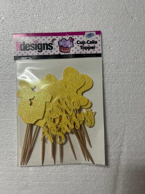 Oh Baby Cupcake Topper - Yellow Oh Baby Cupcake Topper