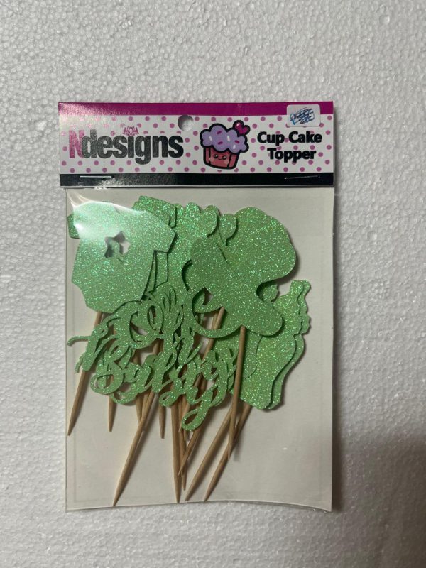 Oh baby Cup Cake Topper Green Oh Baby Cupcake Topper